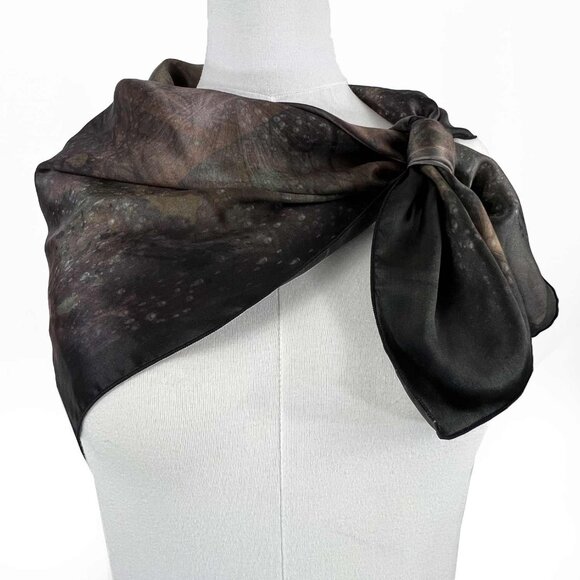 Night Sky in Cosmic Virgo Brown Square Pure Silk Scarf - Picture 6 of 10